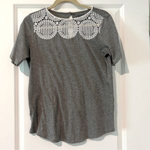 LOFT Womens Short Sleeve Shirt XS Cotton Blend Casual Gray